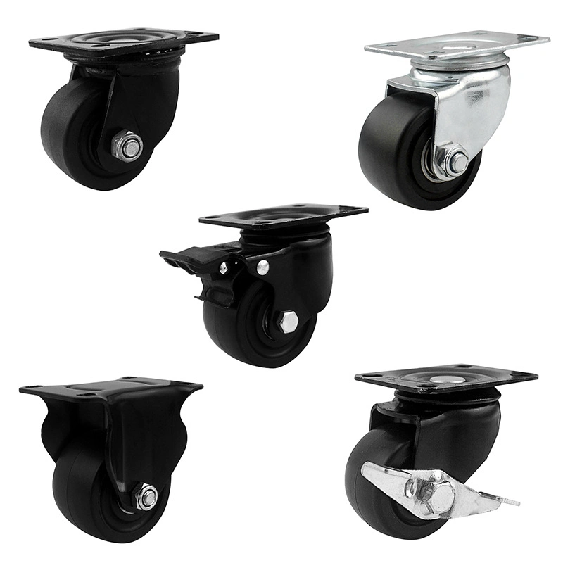 2" 50mm Nylon Caster Wheel Black with Double Bearing 80kg Load Capacity