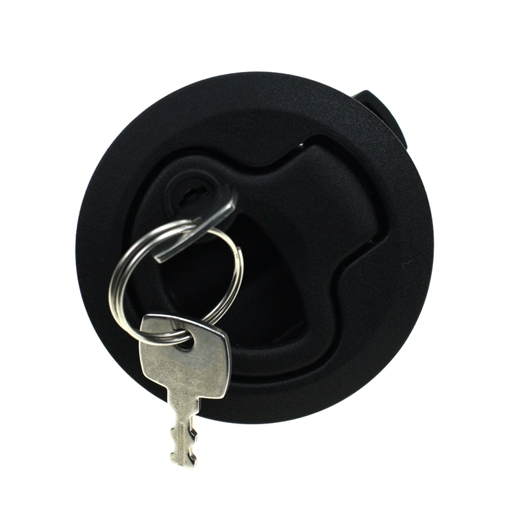 Yh1328 Black Zinc Alloy Round Lock Press Flat Cabinet Door Round Head Lock RV Door Lock Marine Floor Lock