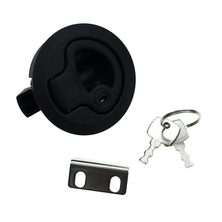 Yh1328 Black Zinc Alloy Round Lock Press Flat Cabinet Door Round Head Lock RV Door Lock Marine Floor Lock