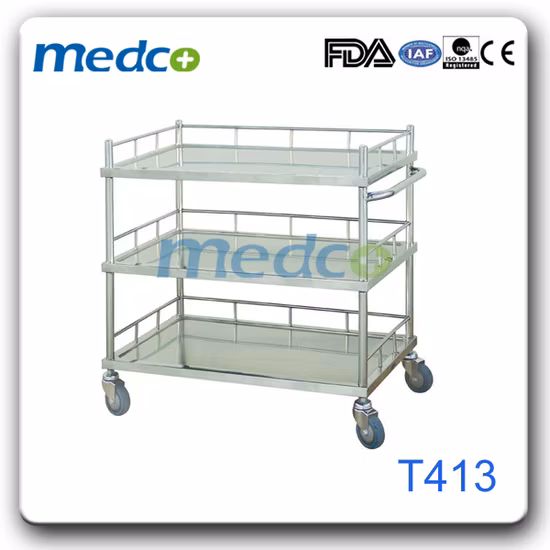 Medizin-Edelstahlwagen-Krankenhaus-Handwagen mit Schichten