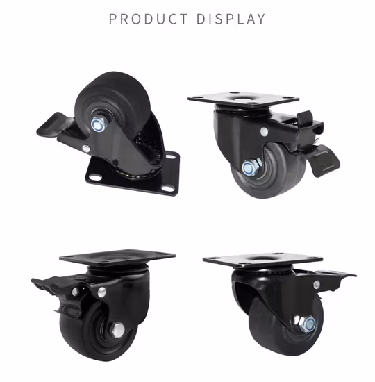 5,1 cm (50 mm) Nylon-Lenkrolle, schwarz, mit Doppellager, 80 kg Tragkraft